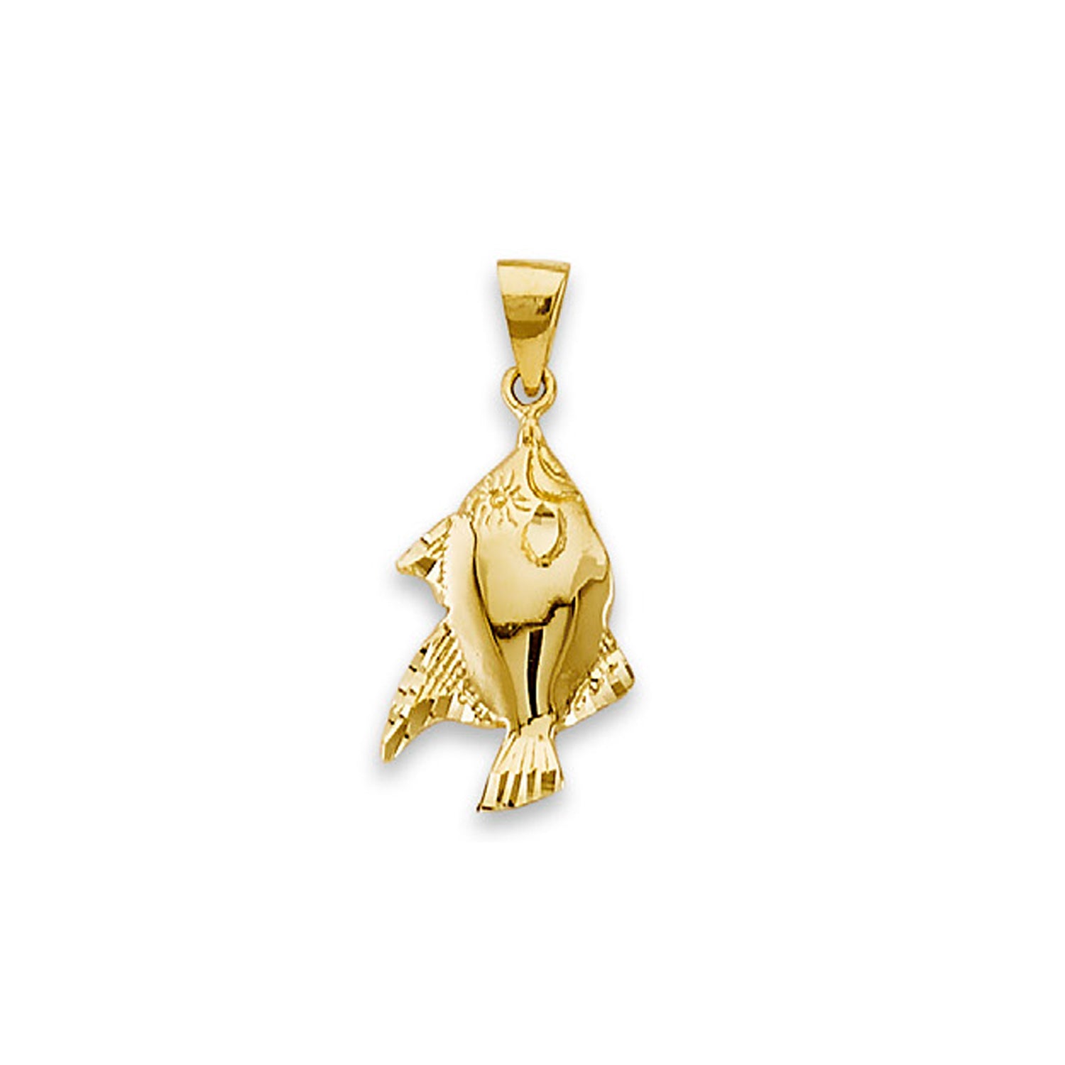 Yellow Gold Simple Genuine Fish Charm Pendant