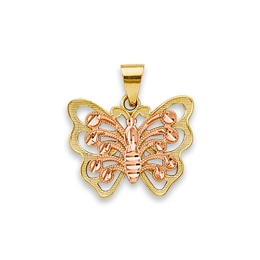 Two Tone Gold Designer Butterfly Pendant