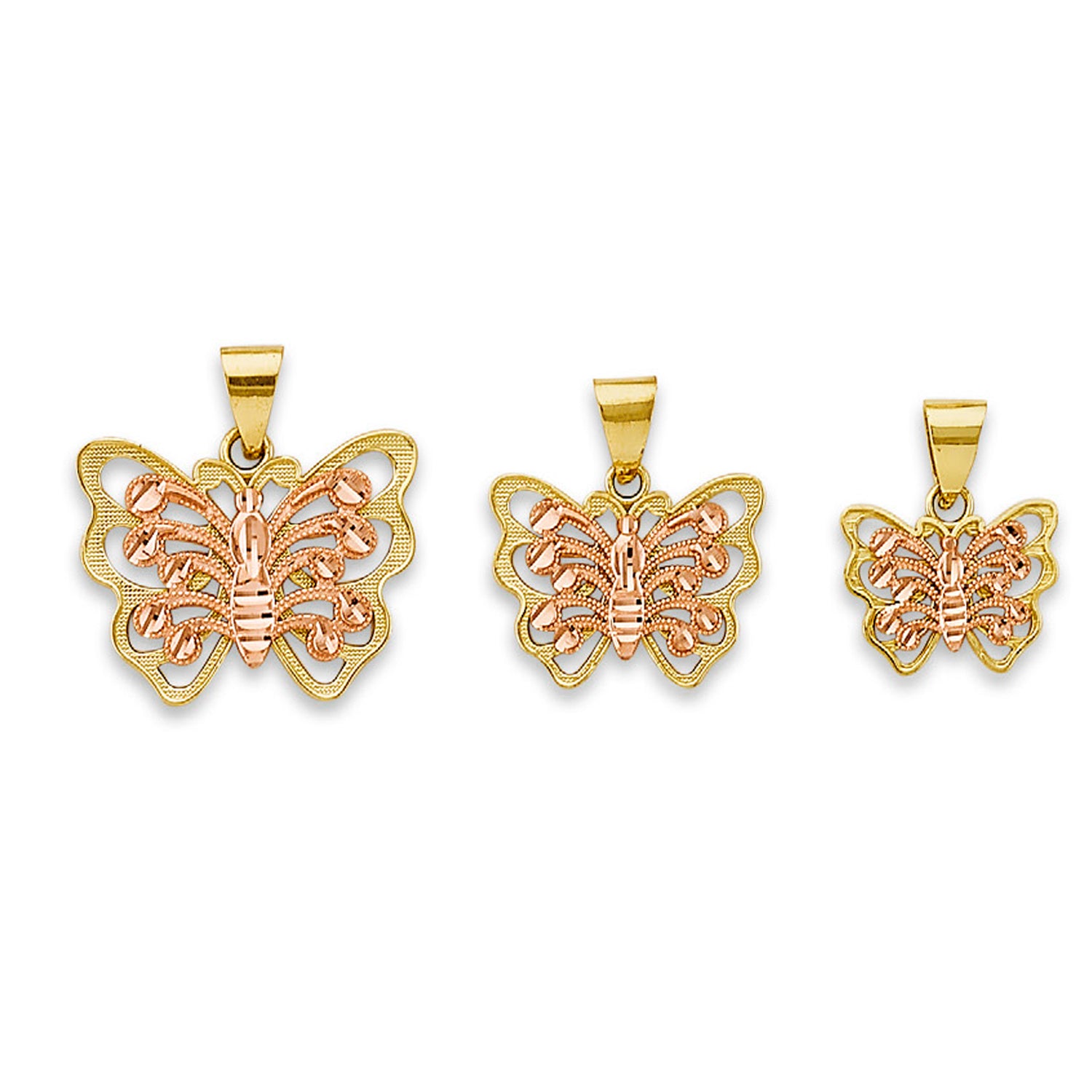 Two Tone Gold Designer Butterfly Pendant