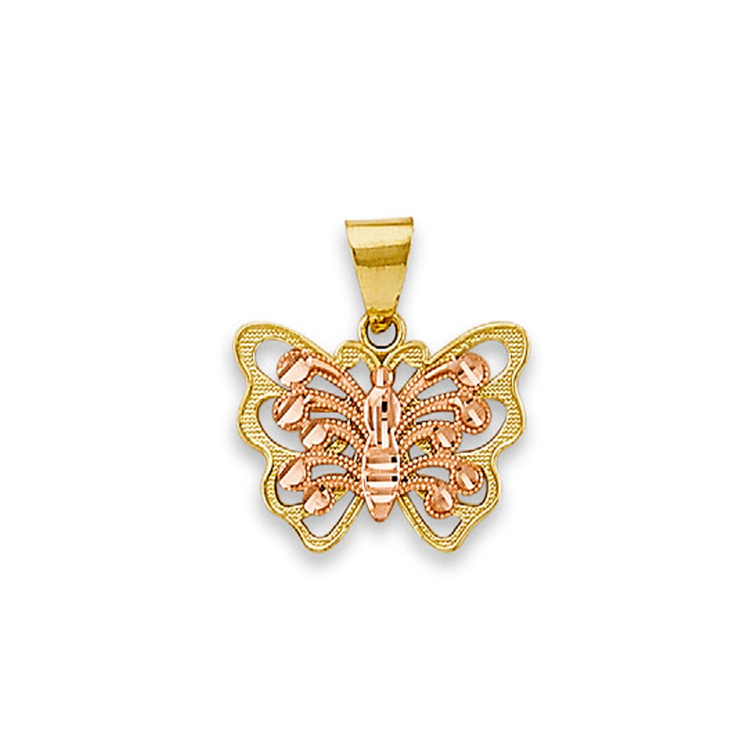 Two Tone Gold Designer Butterfly Pendant