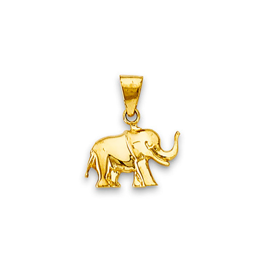 Yellow Gold Satin Finish Elephant Charm Pendant