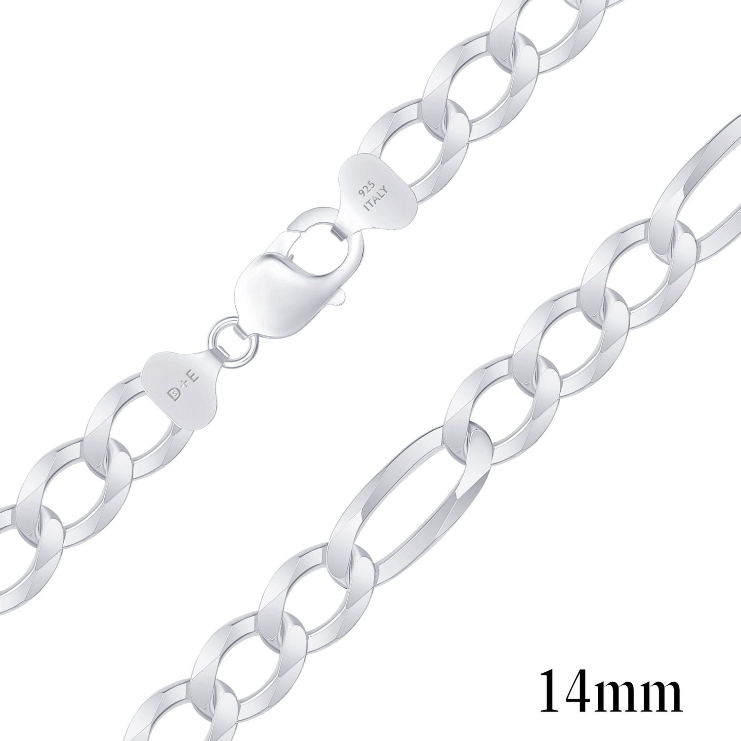 925 Sterling Silver 14mm Figaro Chain