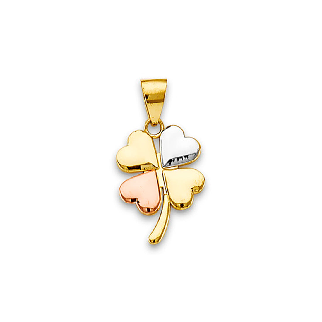 Tri Tone Gold Lucky Charm Clover Leaf Pendant