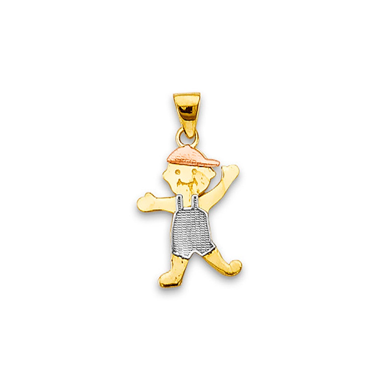 Tri Tone Gold Overalls Toddler Boy Charm Pendant