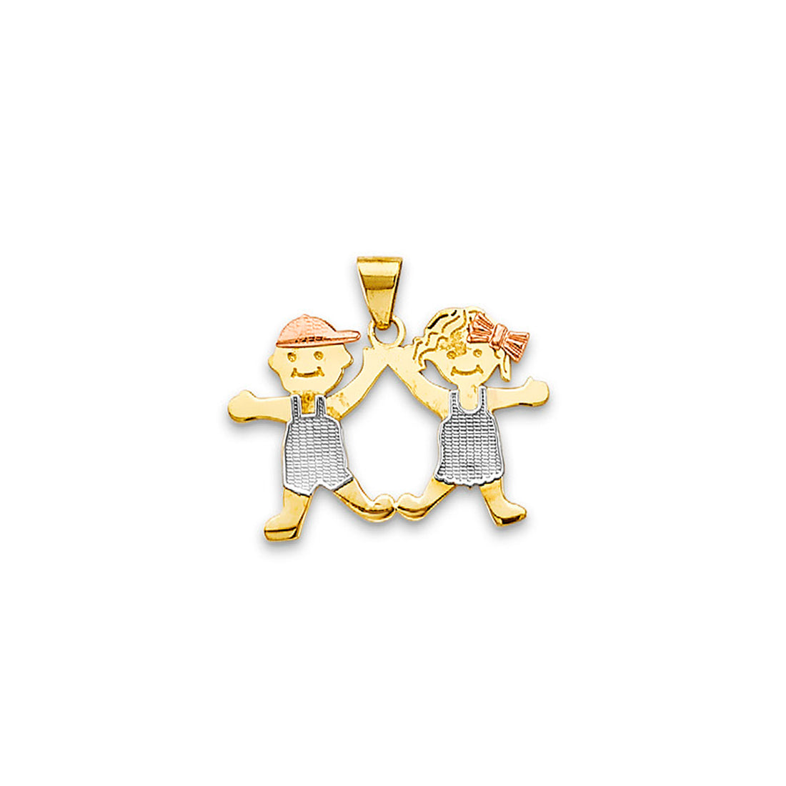 Tri Tone Gold Overall Toddler Boy and Girl Charm Pendant