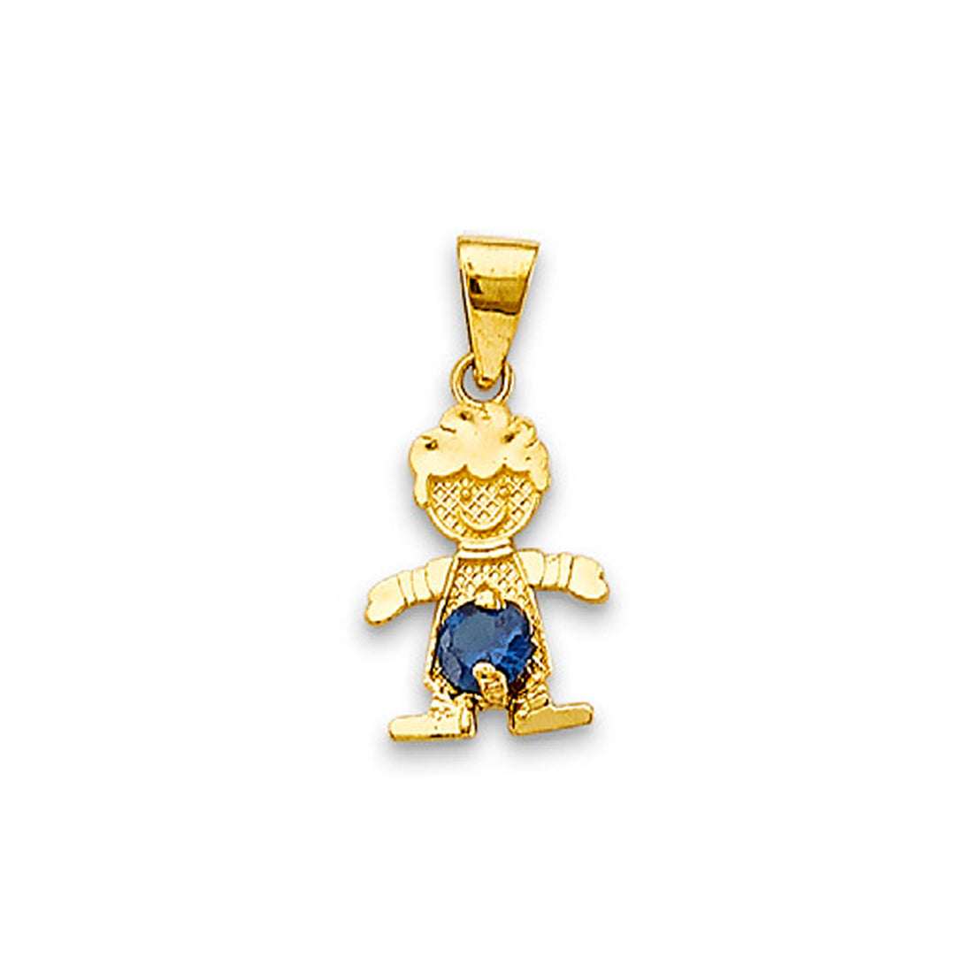 Yellow Gold Round CZ Kid Charm Pendant