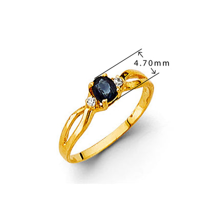 CZ Oval Decor Onyx Ring in Solid Gold with Measurement