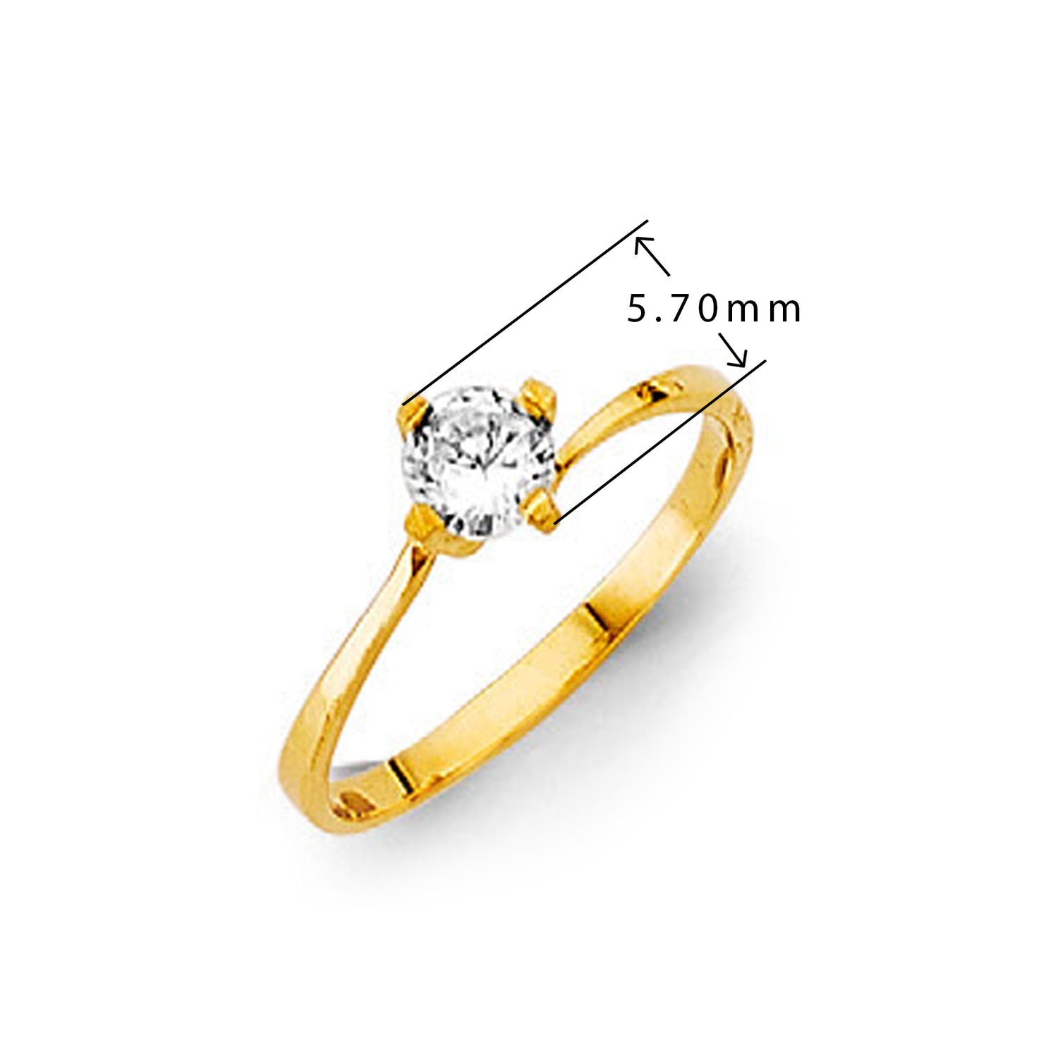 CZ Divine Single stone Ring in Solid Gold with Measurement