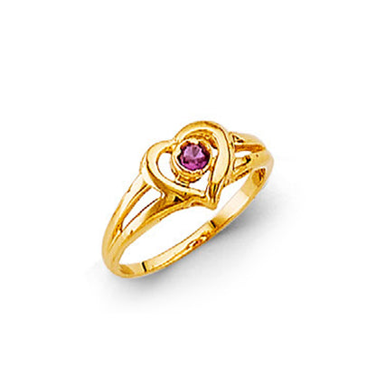 CZ Pink Sapphire Heart Ring in Solid Gold 