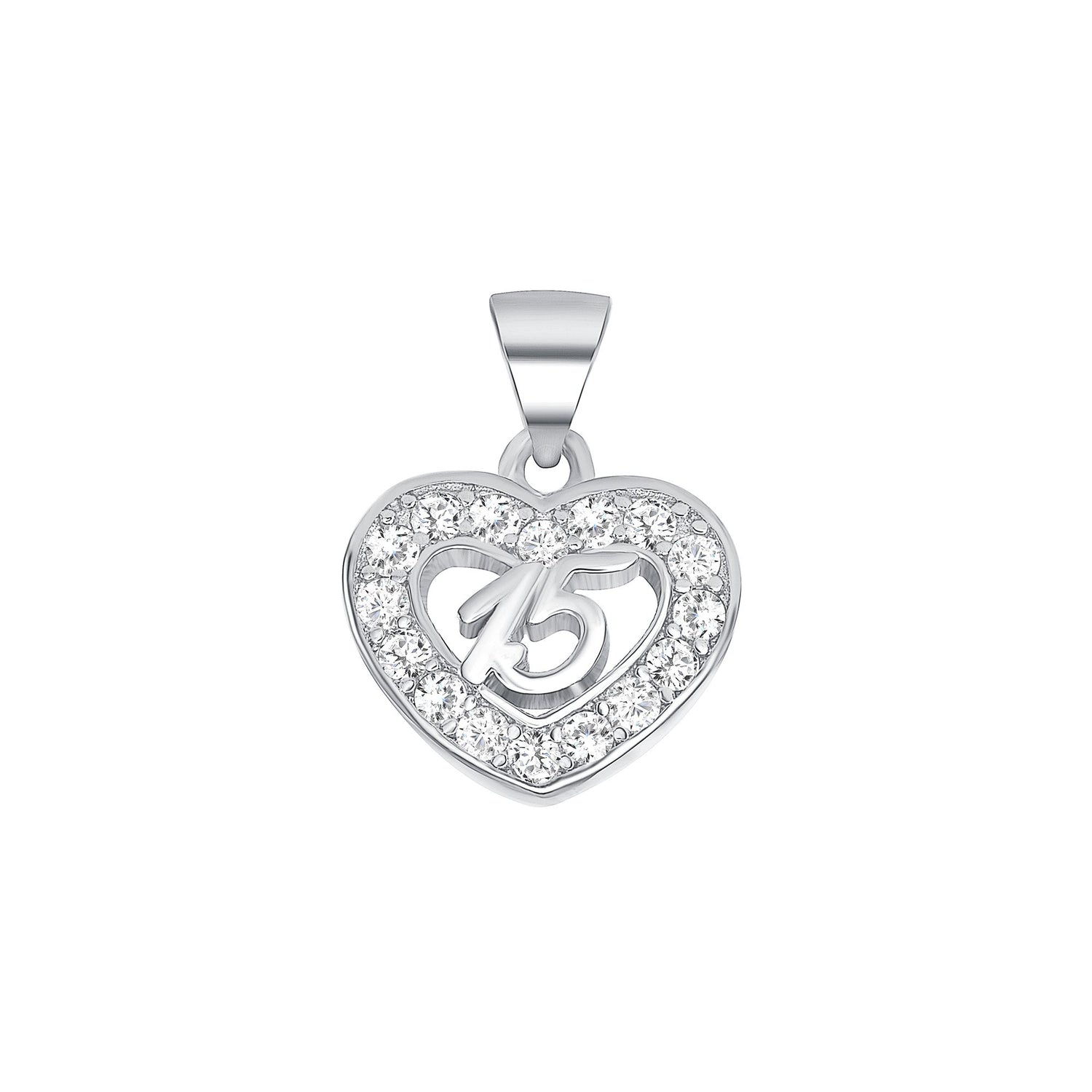 925 Sterling Silver Round Cut Channel Bead Set CZ Outline Heart with 15 Pendant &amp; Stud Earrings Jewelry Set