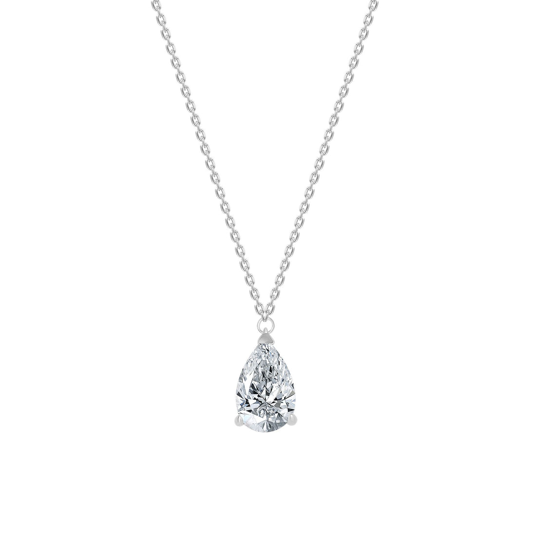 925 Sterling Silver Pear Cut CZ Pendant Necklace