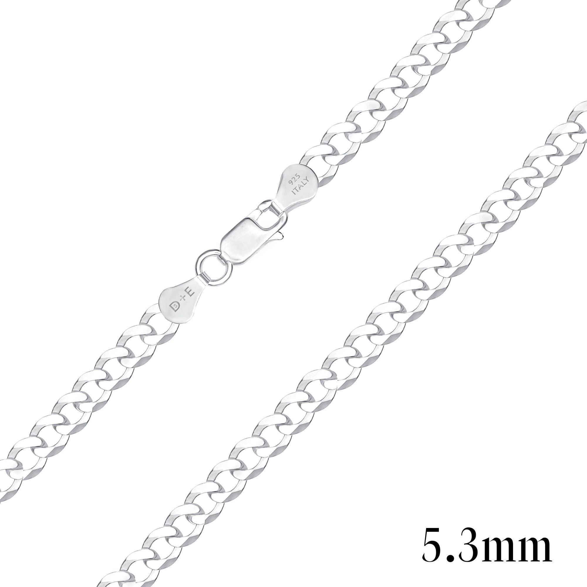 925 Sterling Silver 5.3mm Curb Chain