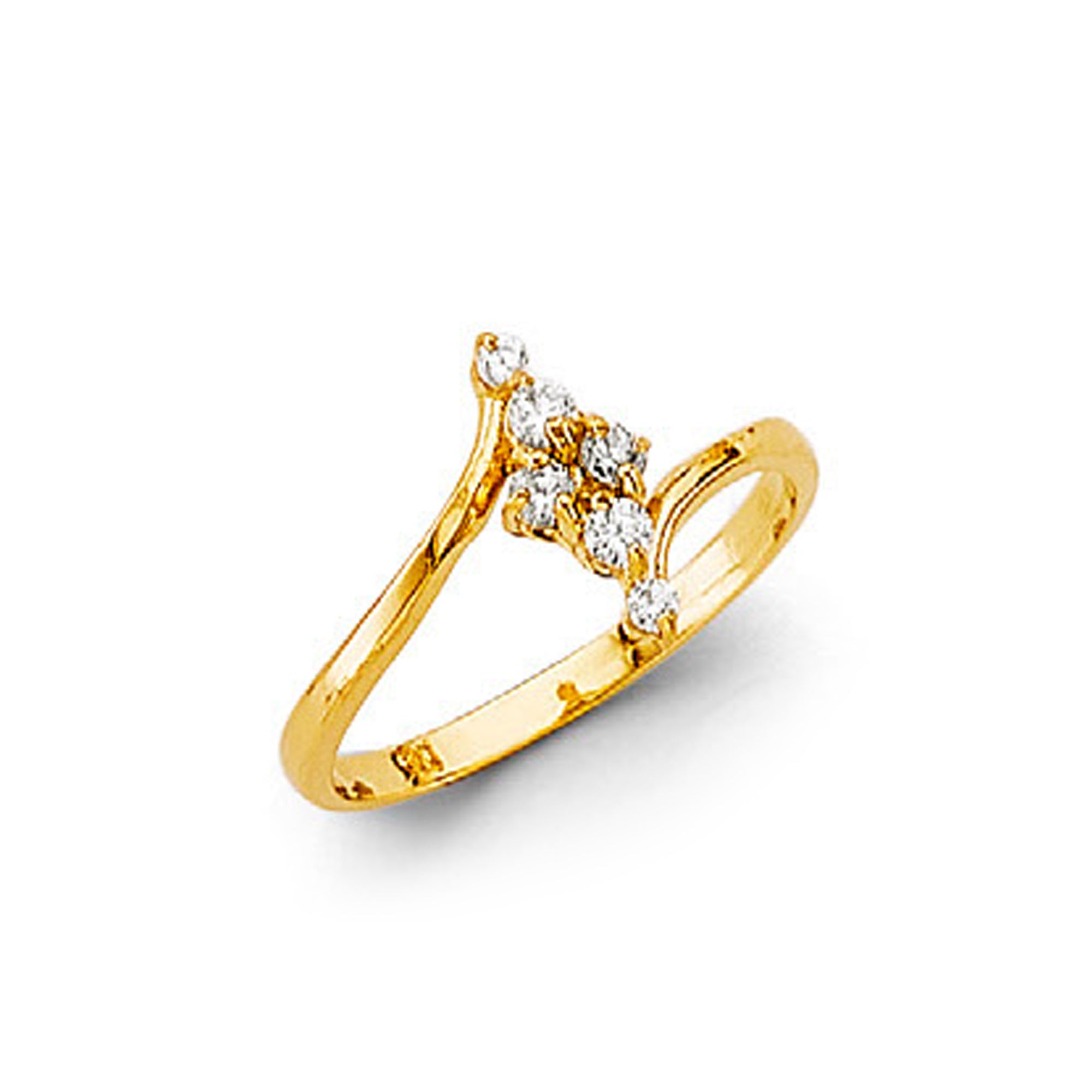 CZ Minimalist Vertical Designer Ring in Solid Gold 