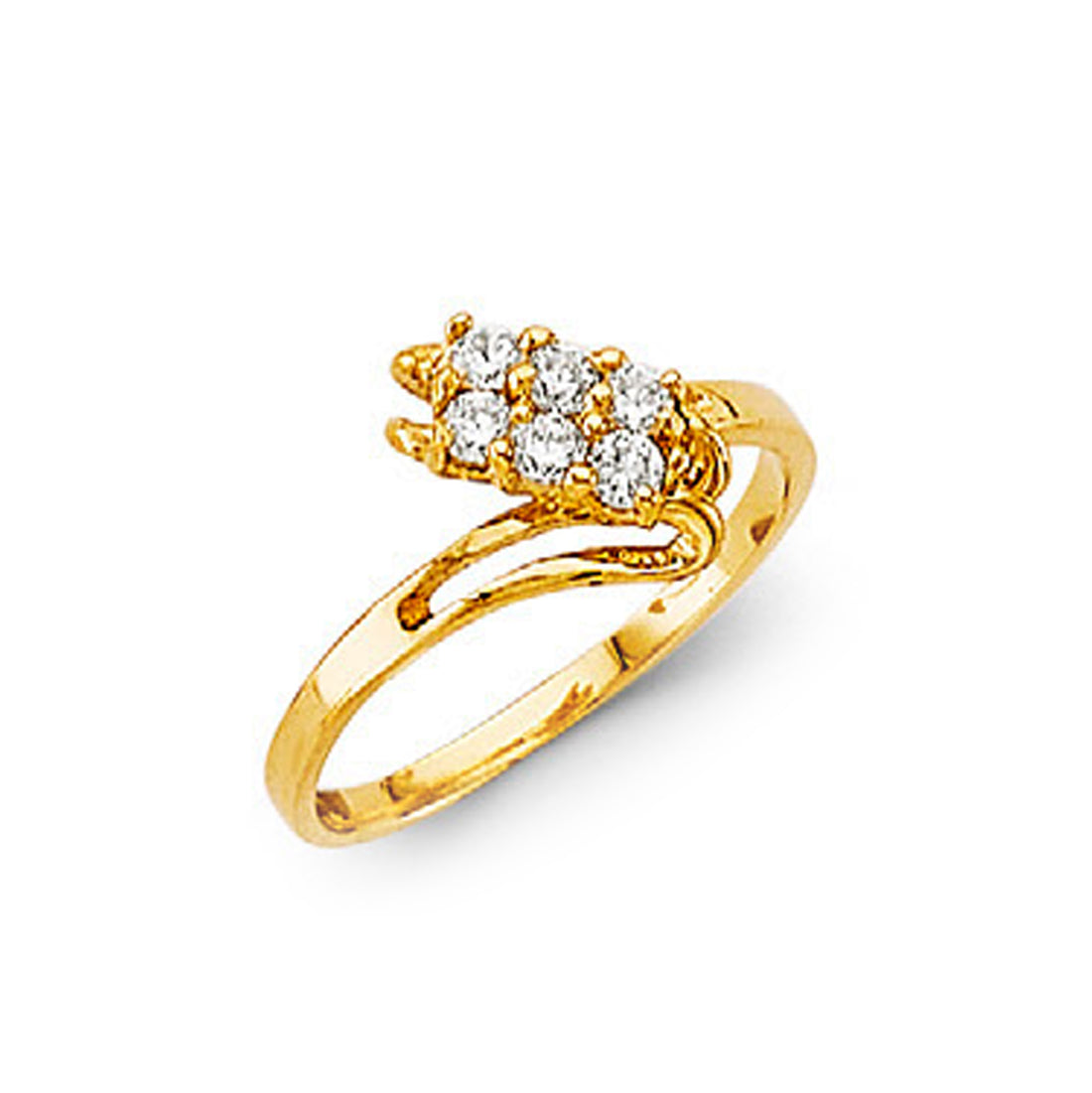 CZ Twisted Series of Shimmer Ring in Solid Gold 