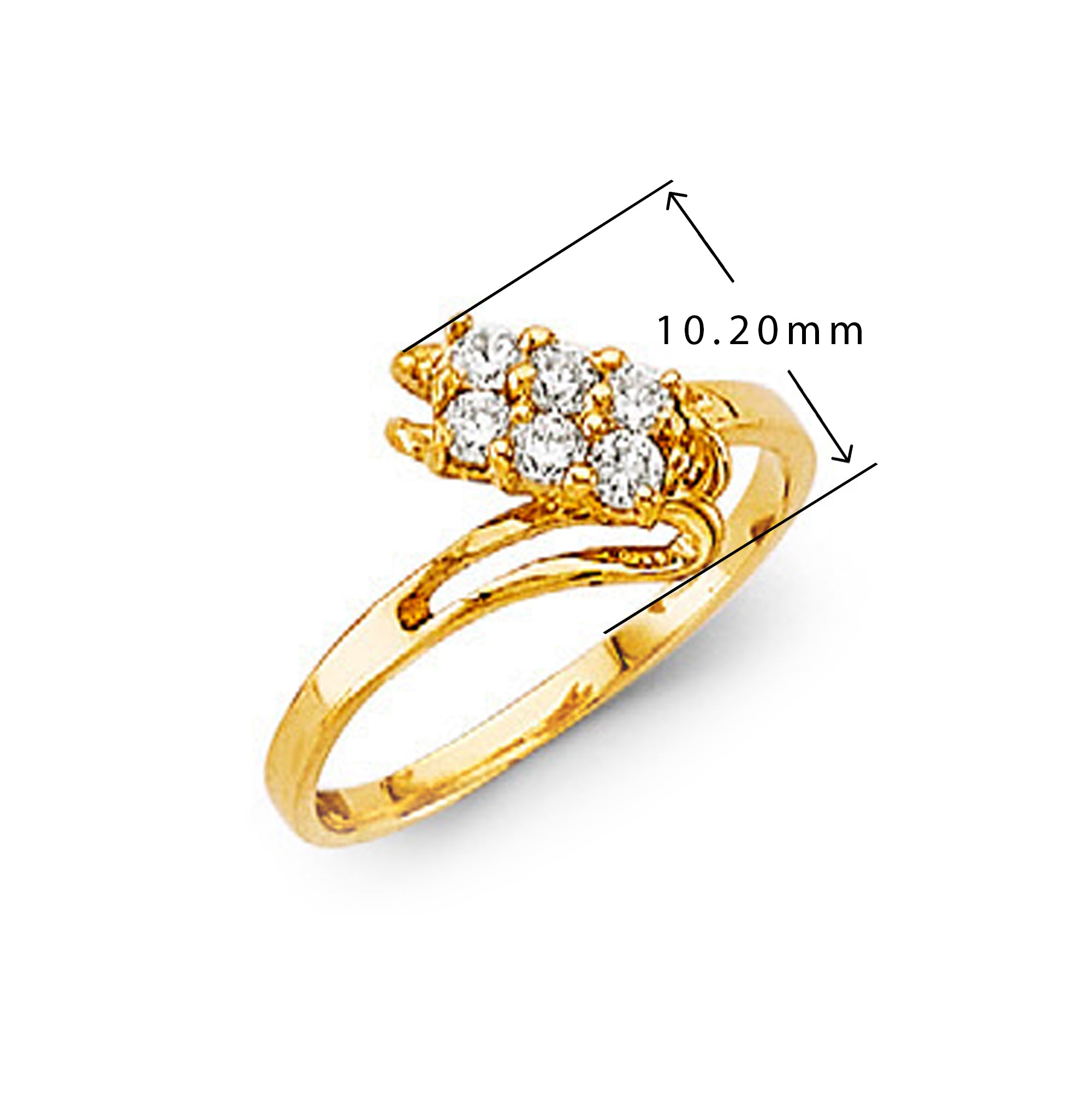 CZ Twisted Series of Shimmer Ring in Solid Gold with Measurement