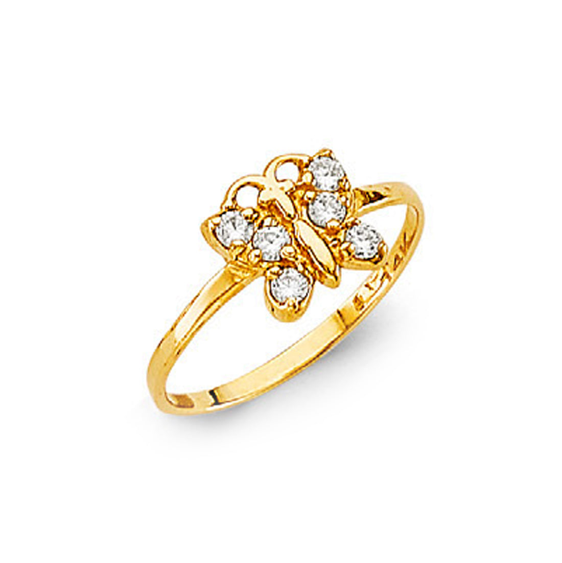 CZ Beautiful Butterfly Ring in Solid Gold 