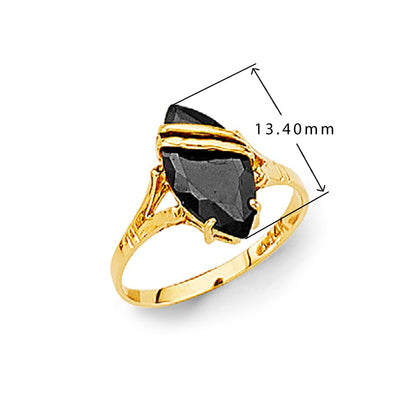 Modern Marquise Onyx Ring in Solid Gold with Measurement