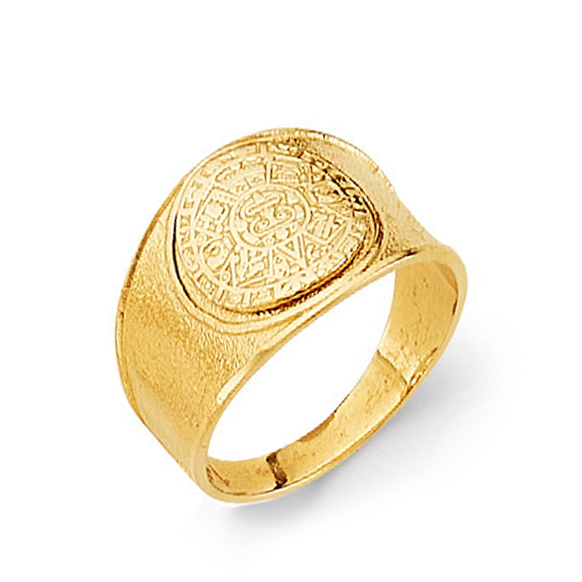 Trendy Textured Engravable Signet Ring in Solid Gold 