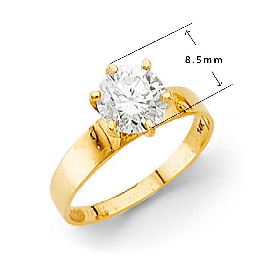 CZ Aesthetic Floral Ring in Solid Gold with Measurement