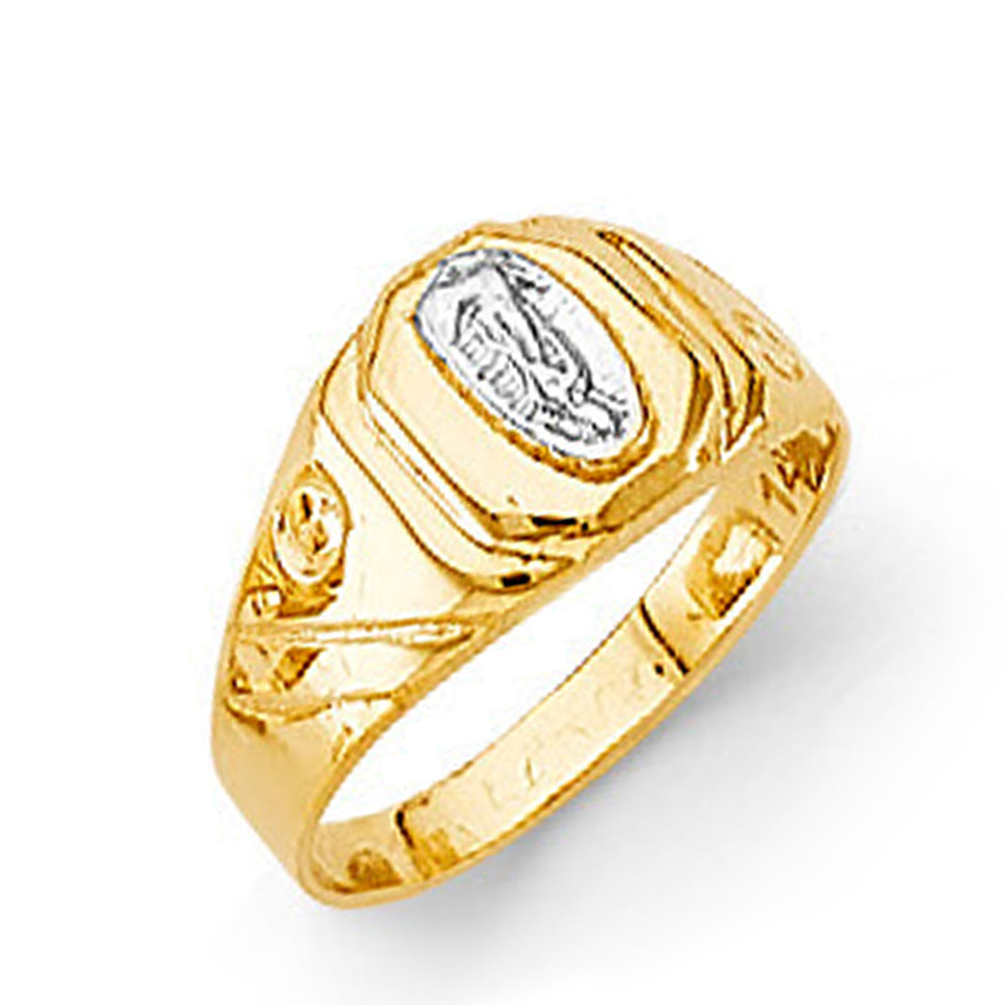 CZ Antique Religious Ring in Solid Gold 