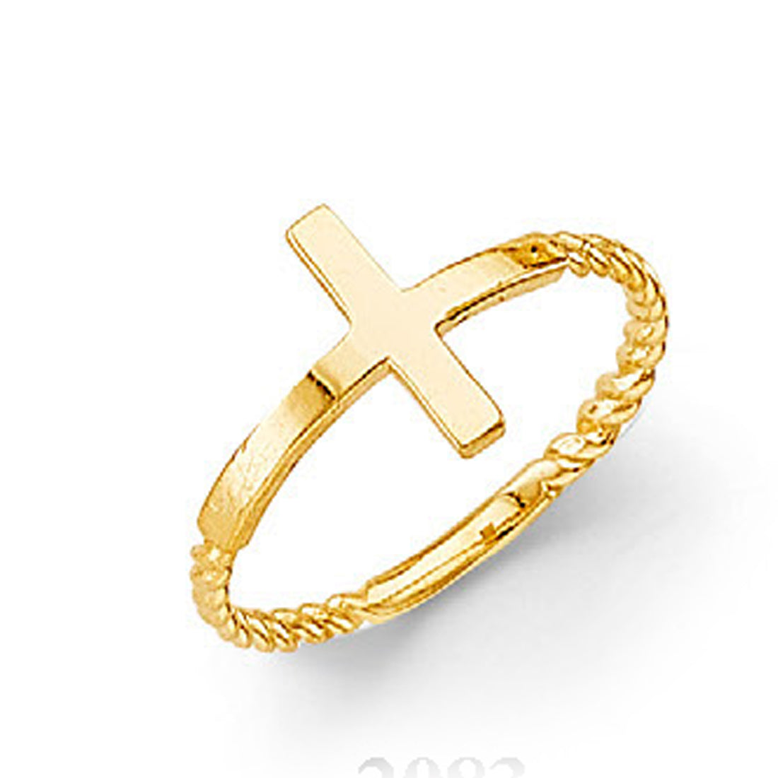 Sideways Cross Ring in Solid Gold 