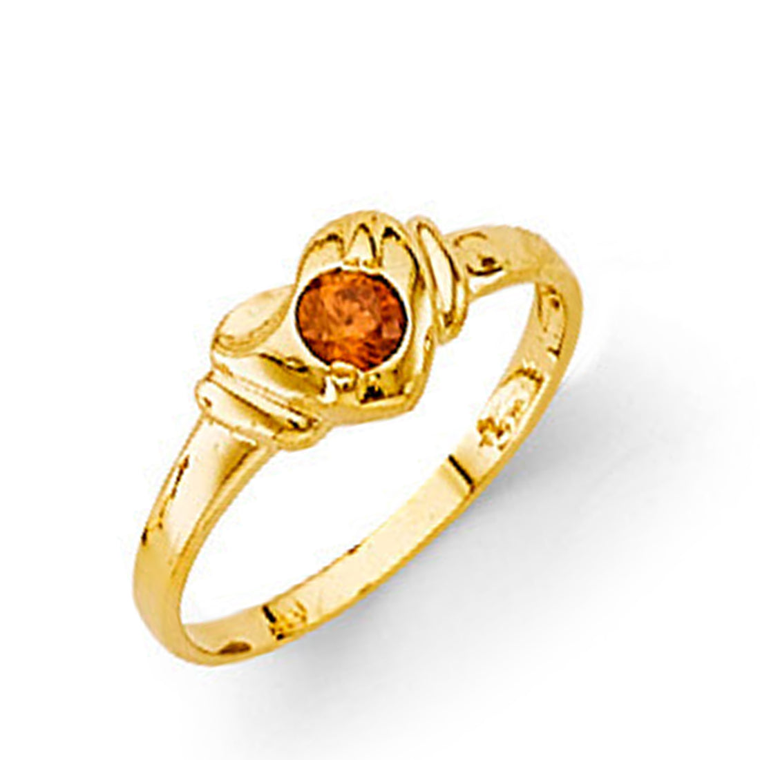 Ambre-hued Citrine Heart Ring in Solid Gold 