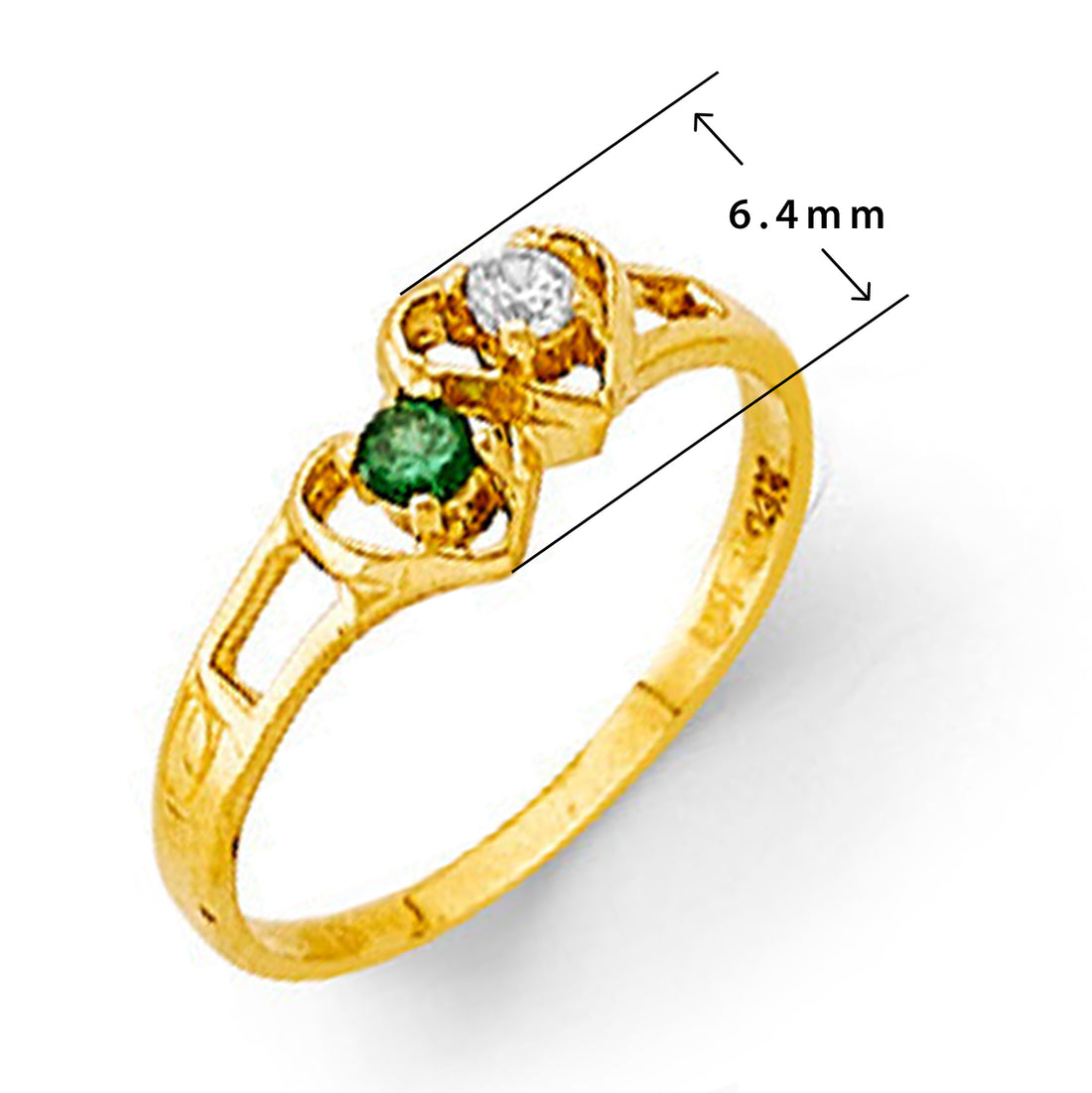 CZ Minimal Emerald Band in Solid Gold with Measurement