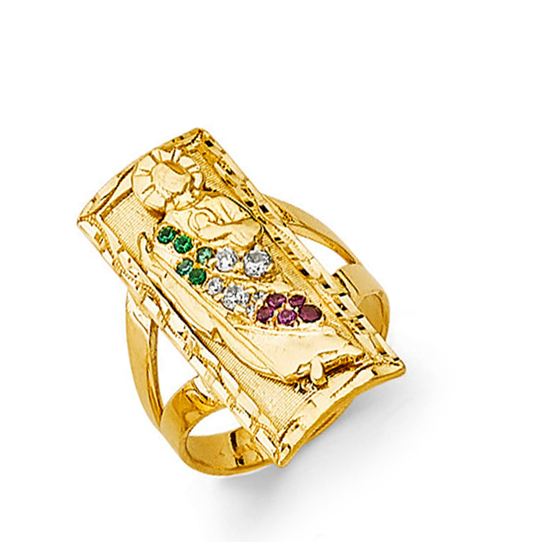 CZ Ruby and Emerald St Judas Ring in Solid Gold 