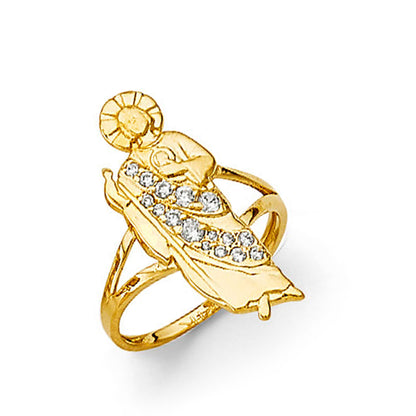 CZ Sparkling Saint Judas Ring in Solid Gold 