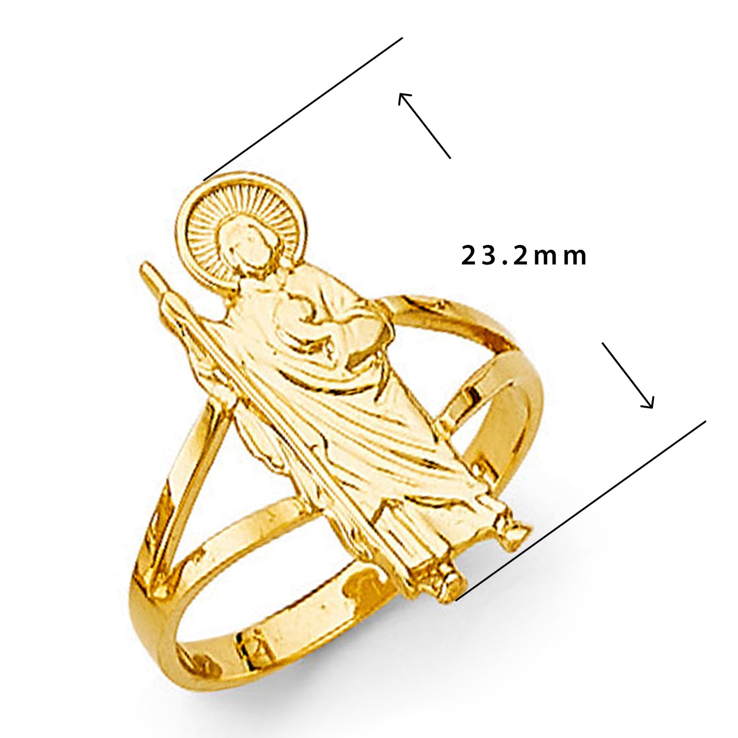 St. Judas Ring in Solid Gold with Measurement