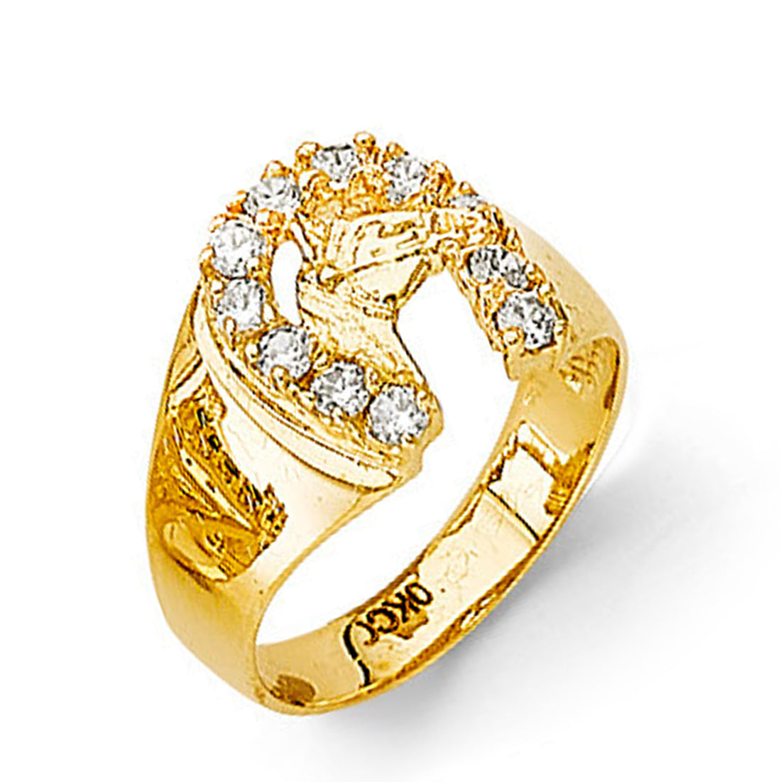 CZ Shimmering Horseshoe Band in Solid Gold 