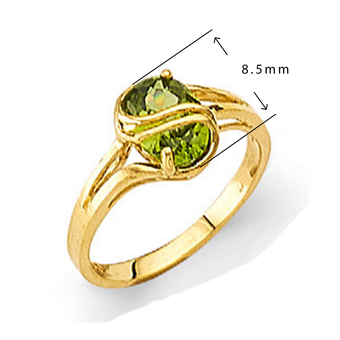 Pristine Peridot Ring in Solid Gold with Measurement