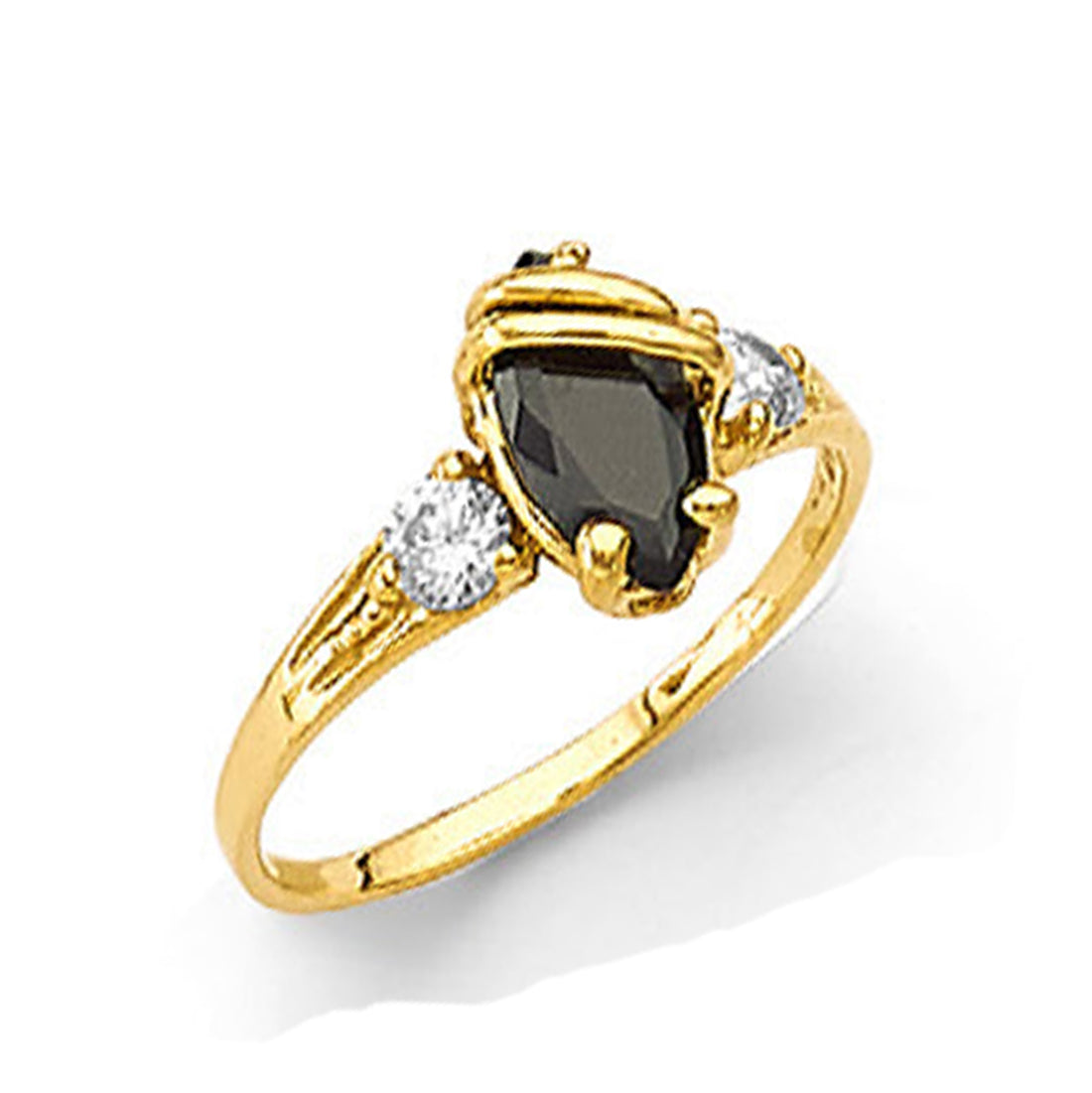 Victorian style Pear Onyx Ring in Solid Gold 