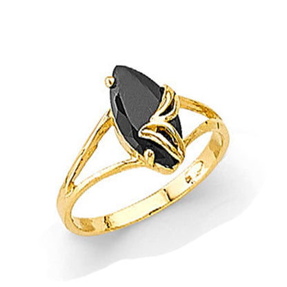 CZ Onyx Marquise Magical Ring in Solid Gold 