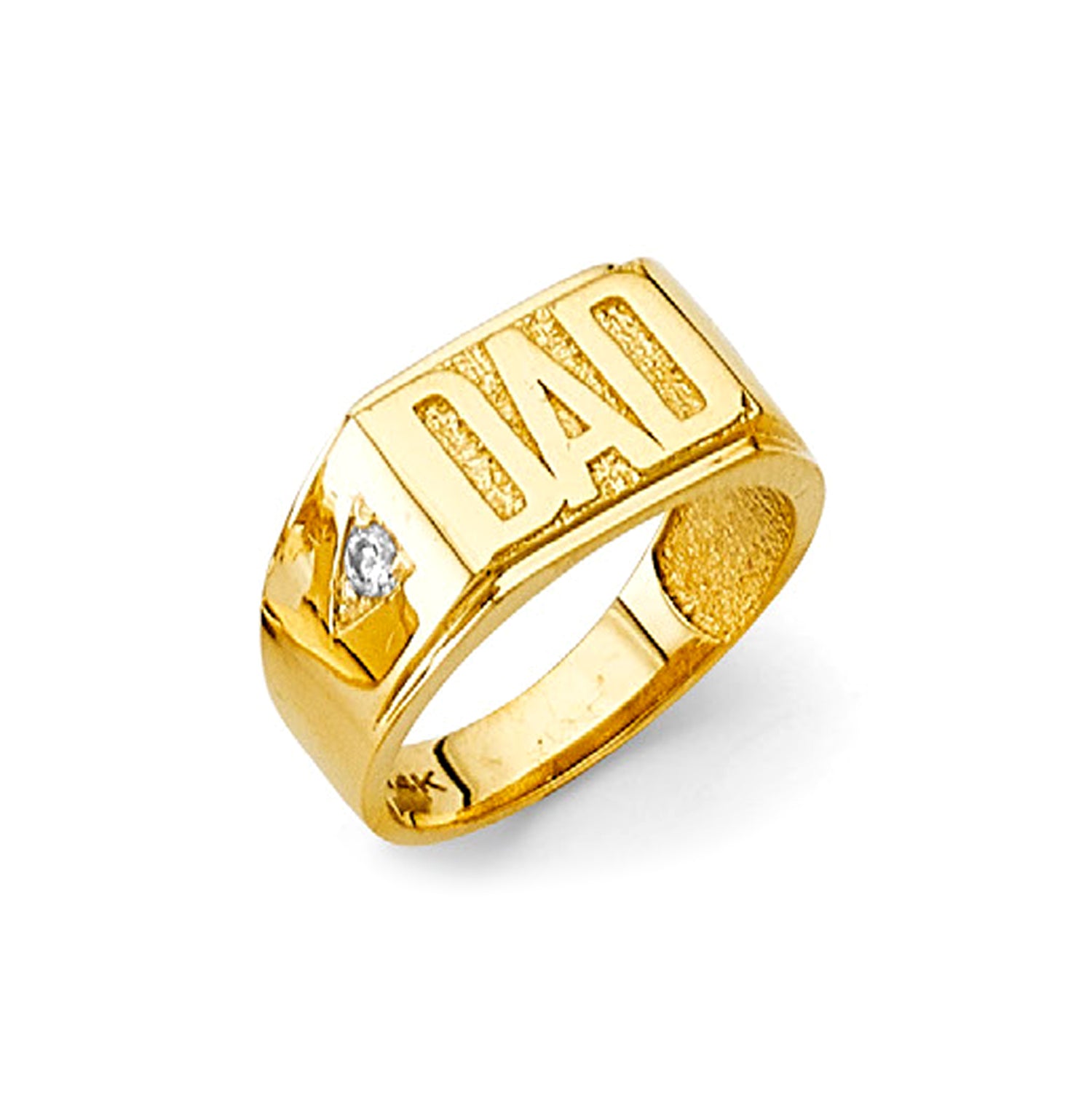 CZ Simulated DAD Ring in Solid Gold 