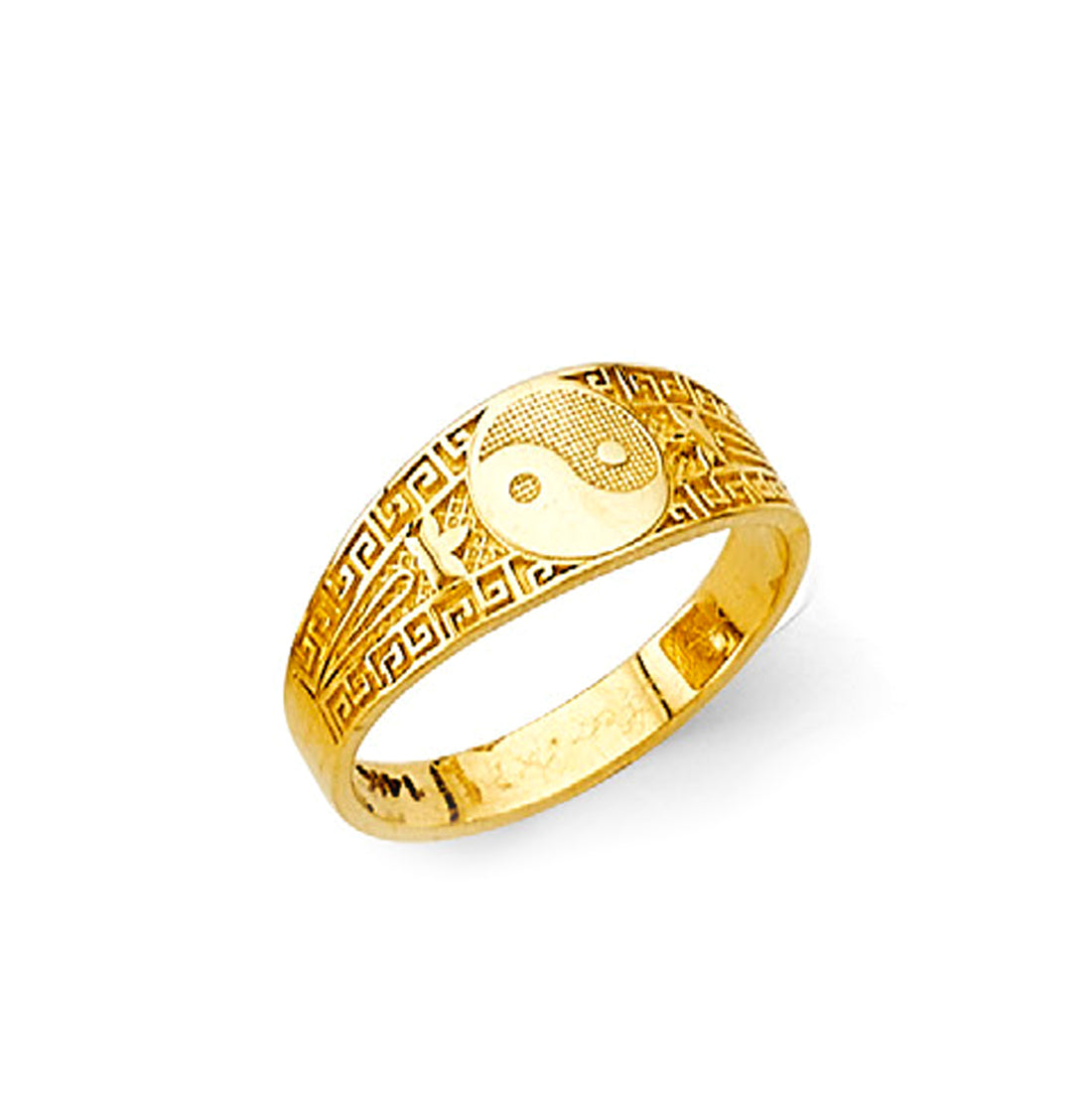 Ying Yang Chinese Textured  Band in Solid Gold 