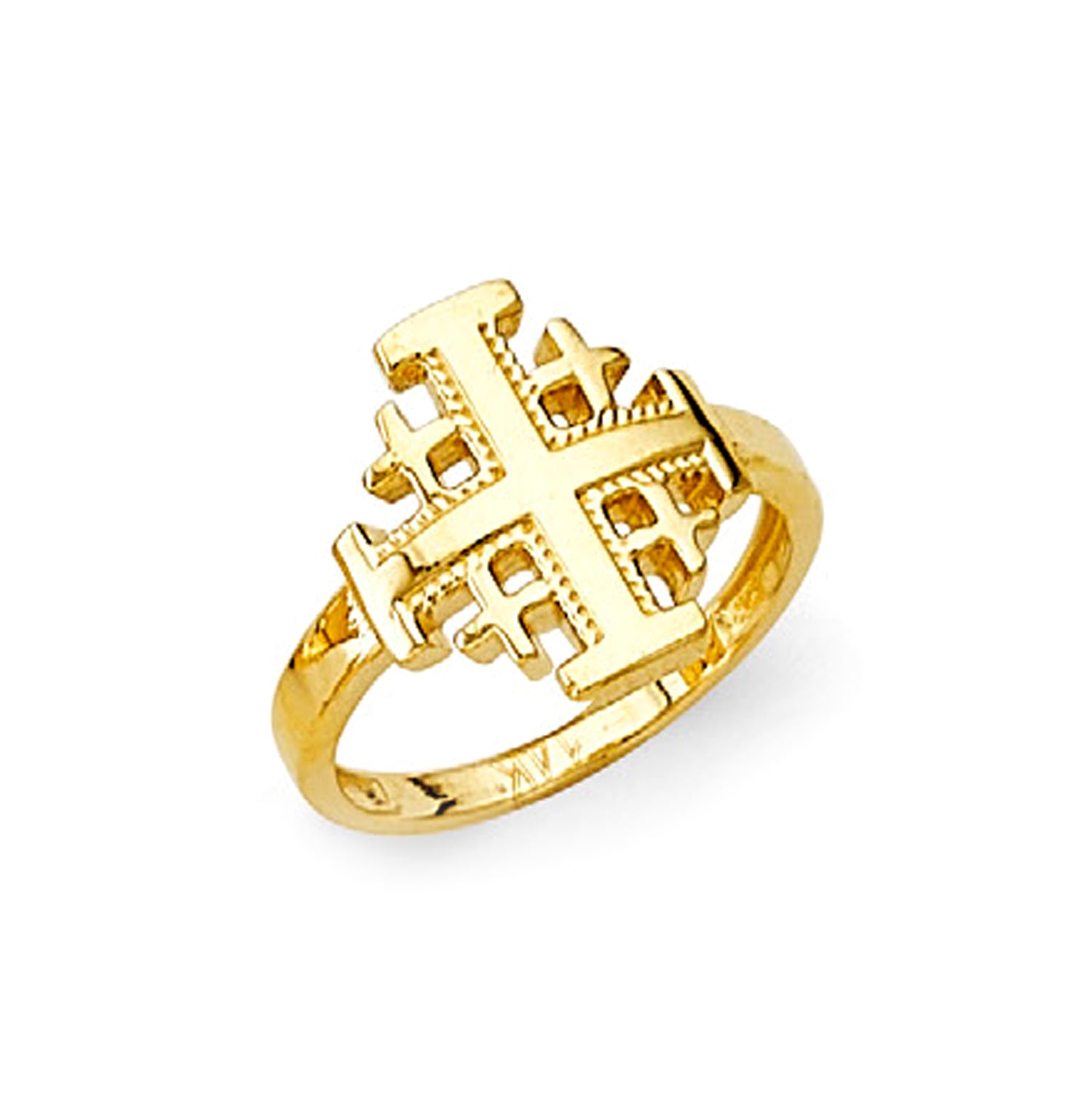 Pristine Jerusalem Cross Ring in Solid Gold 