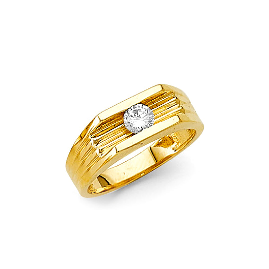 CZ Minimalist Linear Ring in Solid Gold 