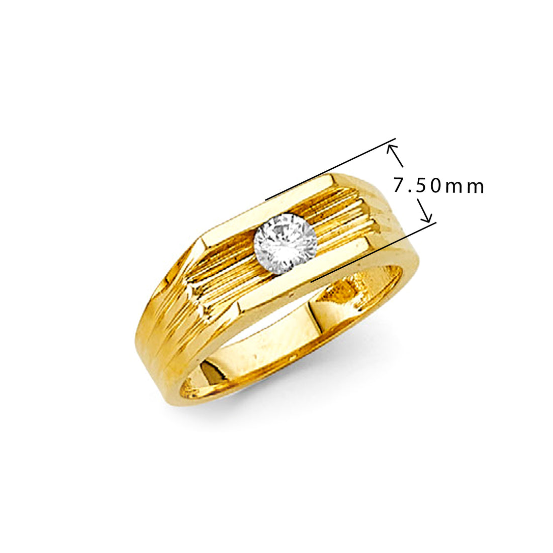 CZ Minimalist Linear Ring in Solid Gold with Measurement