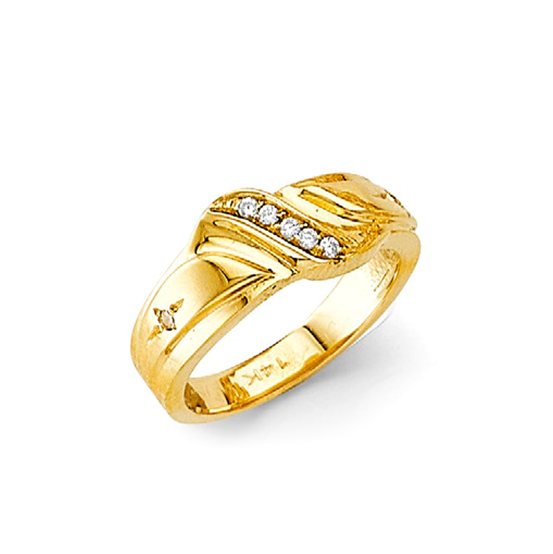 CZ Bulgy Vintage Ring in Solid Gold 