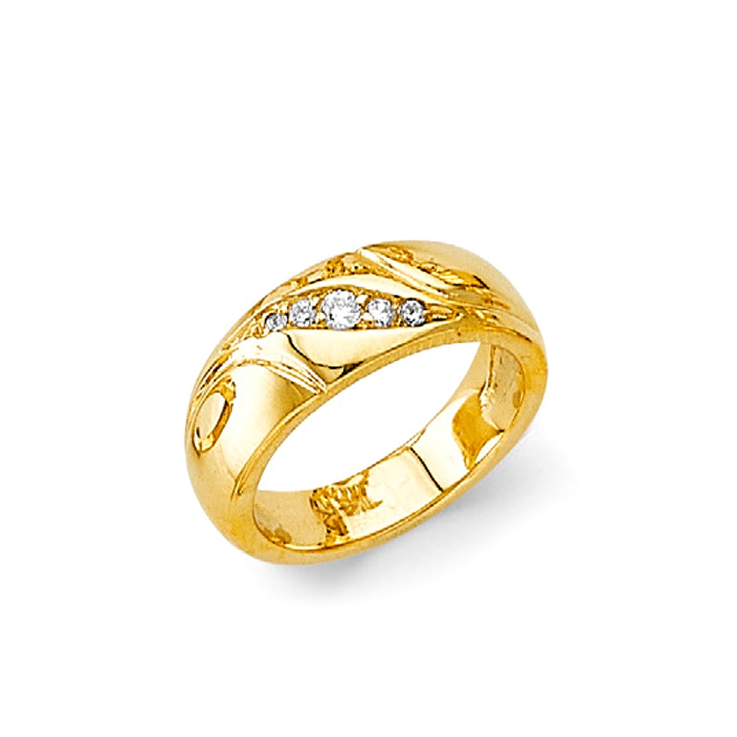 CZ Deluxe Wedding Band in Solid Gold 