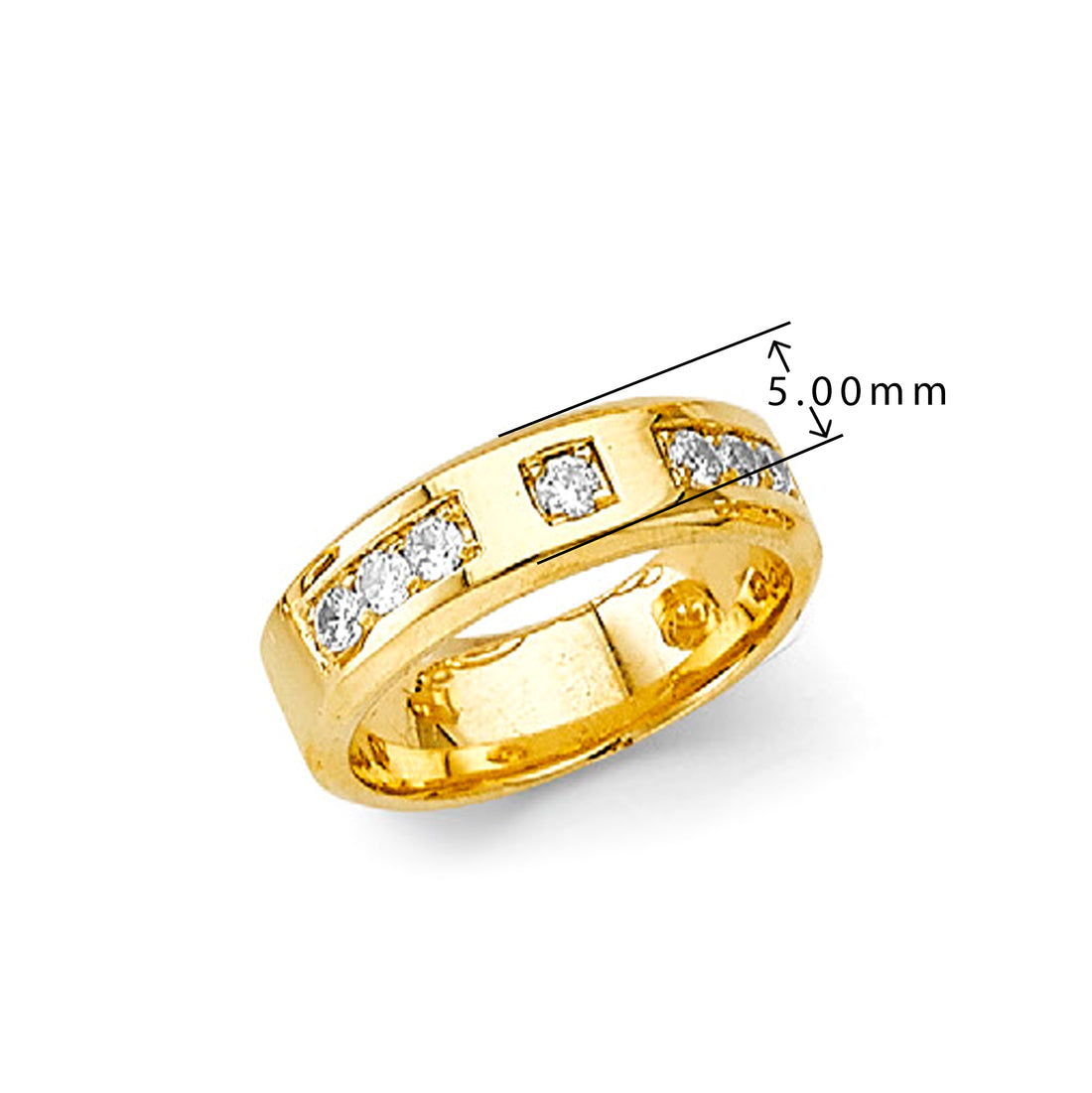 CZ Multi-stone Studded Finger Ring in Solid Gold with Measurement