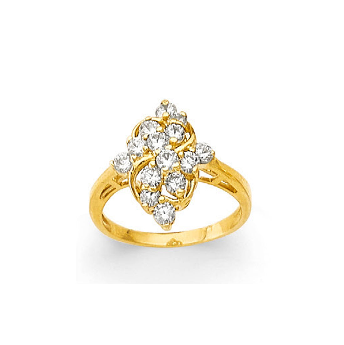 CZ Catchy Cluster Ring in Solid Gold 