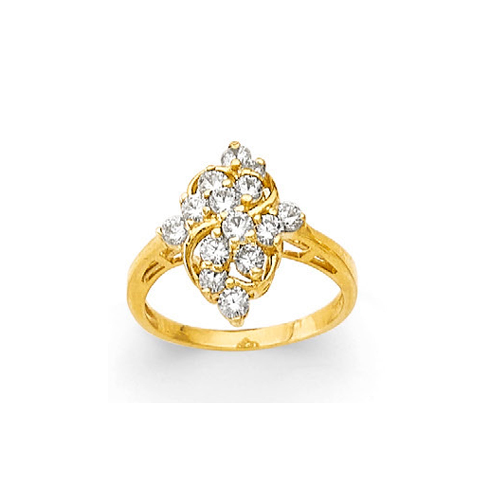 CZ Catchy Cluster Ring in Solid Gold 