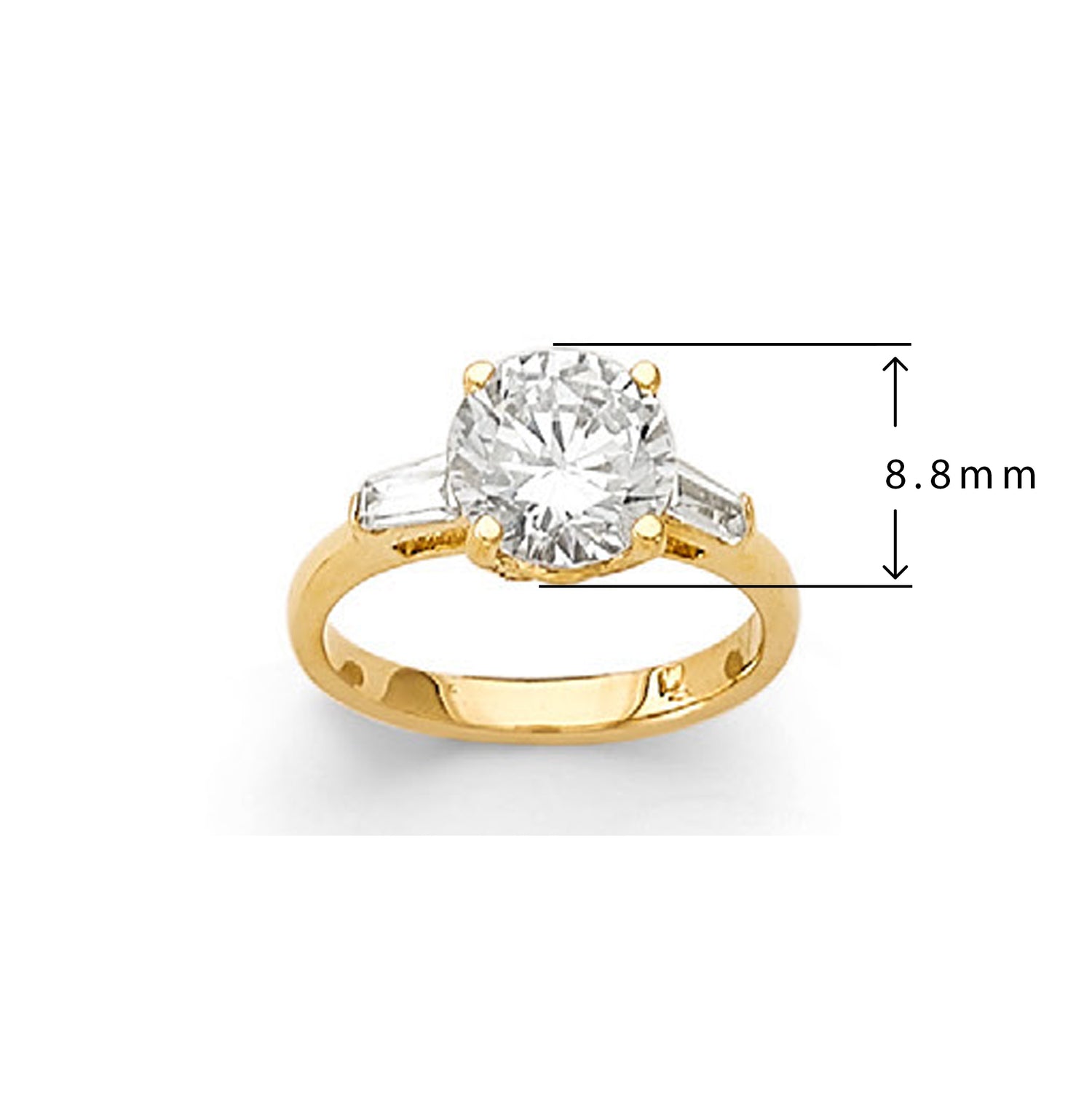 CZ Surreal Solitaire Engagement Band in Solid Gold with Measurement