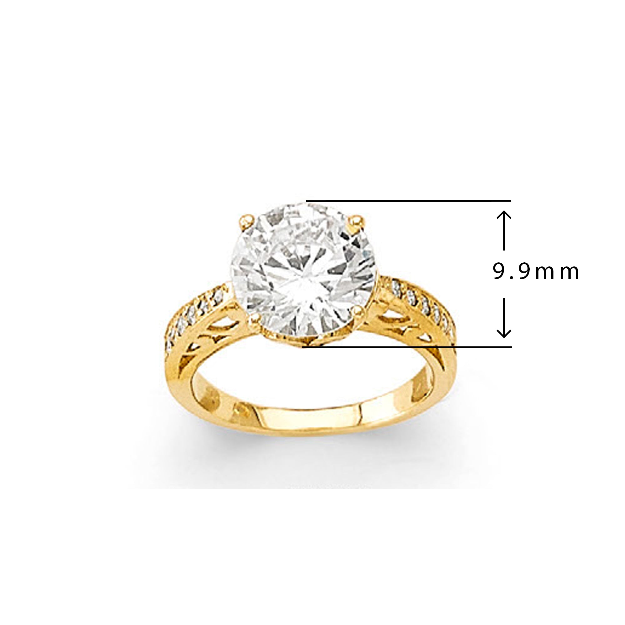 CZ Vintage 360° Shimmer Ring in Solid Gold with Measurement