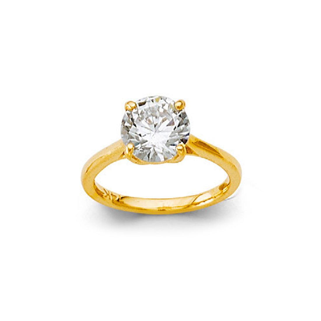 CZ Round-cut Radiant Ring in Solid Gold 