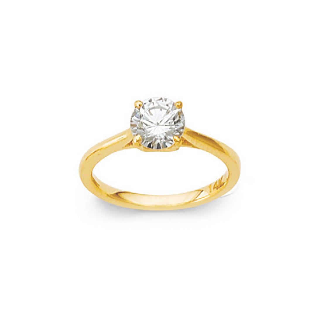 CZ Radiant Round-cut Solitaire Band in Solid Gold 