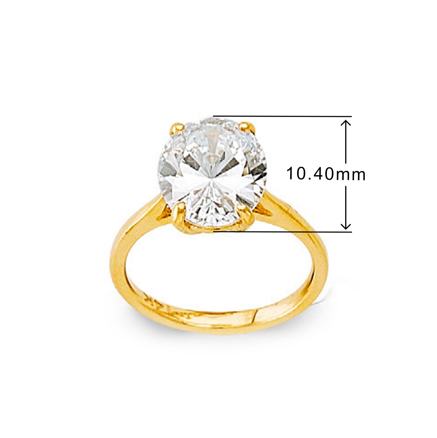 CZ Solitaire Breathtaking Engagement Band in Solid Gold with Measurement