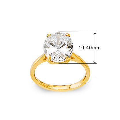 CZ Solitaire Breathtaking Engagement Band in Solid Gold with Measurement